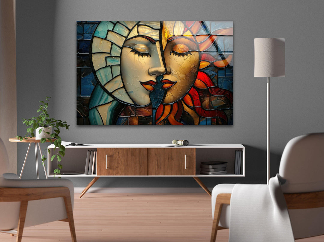 Zwei Gemälde Frau Glas Wandkunst
