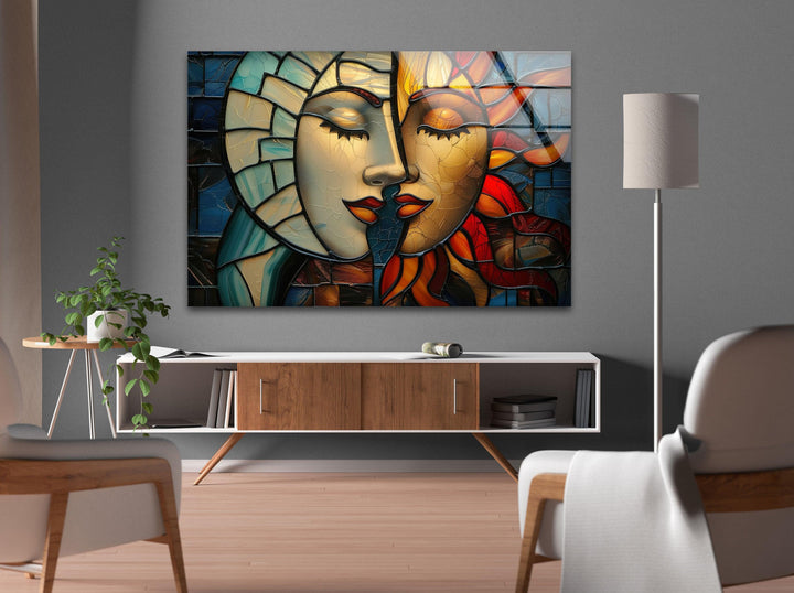 Zwei Gemälde Frau Glas Wandkunst