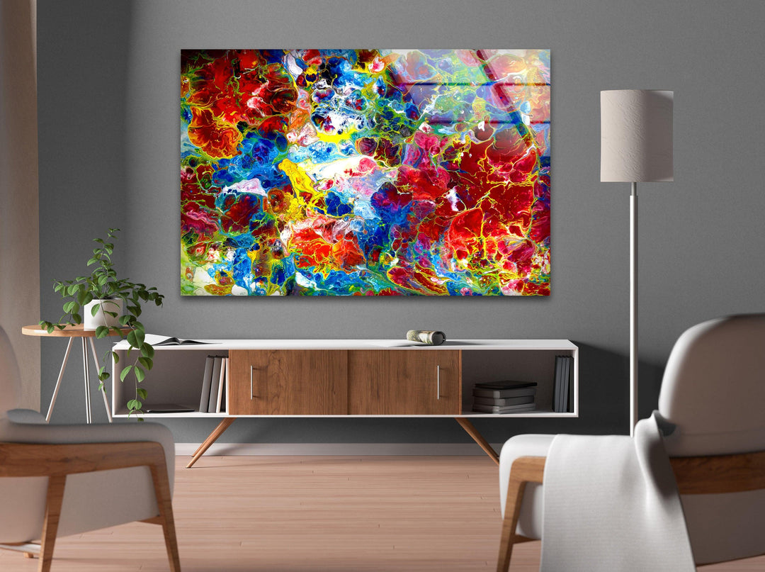 Red Alcohol ink Arts Glass Wall Art, glass image printing, glass prints from photos