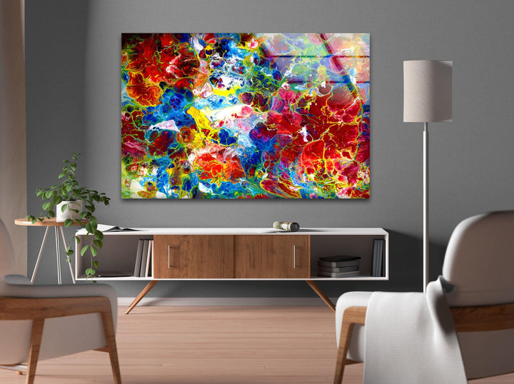 Red Alcohol ink Arts Glass Wall Art, glass image printing, glass prints from photos