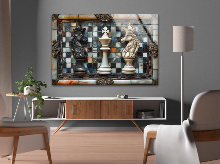 Schach-Wandkunst aus Glas
