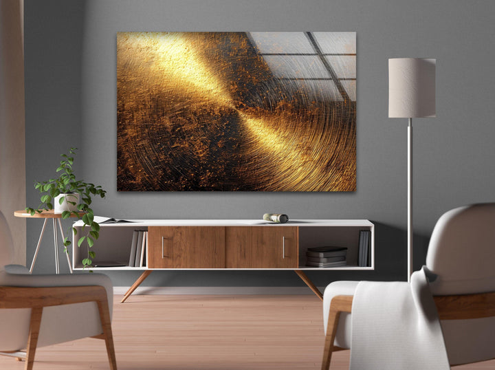 Golden Wall Texture with Scratches Glass Wall Art