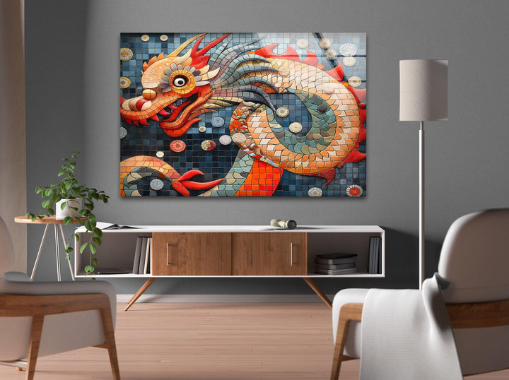 Chinese Dragon Glass Wall Art photo print on glass, prints on glass wall art