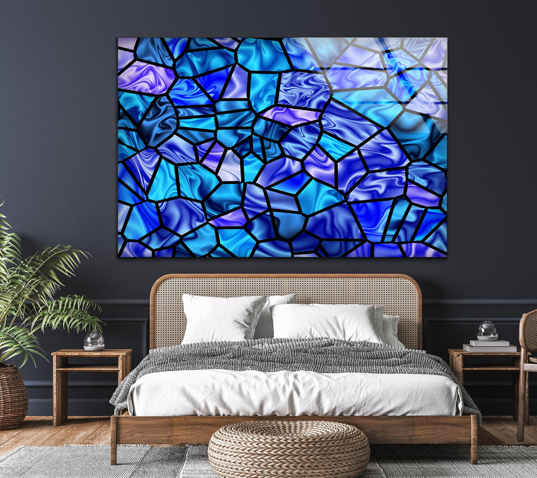 Stained Shiny Blue Glass Wall Art glass photo prints, glass picture prints