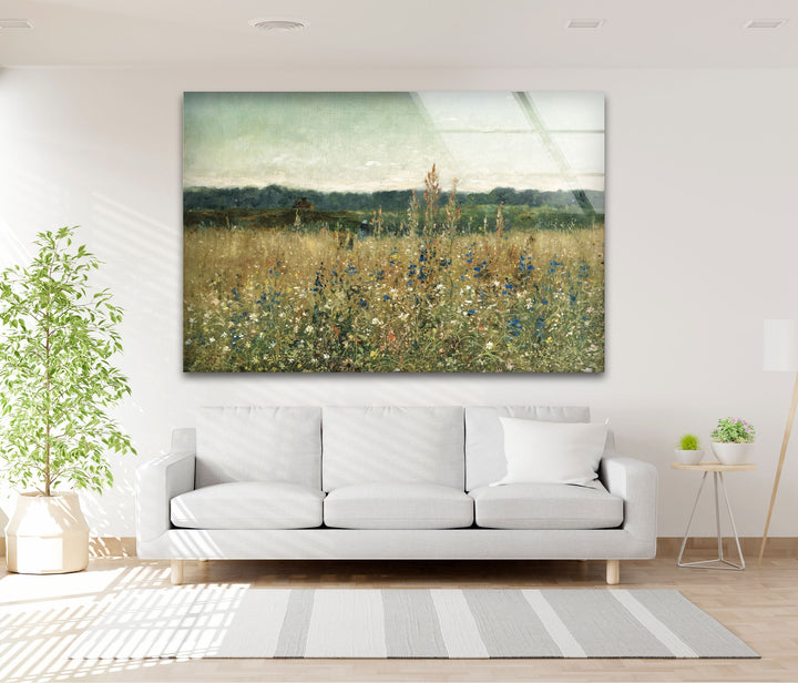 Wildflower Meadow – Tranquil Pastoral Glass Wall Art
