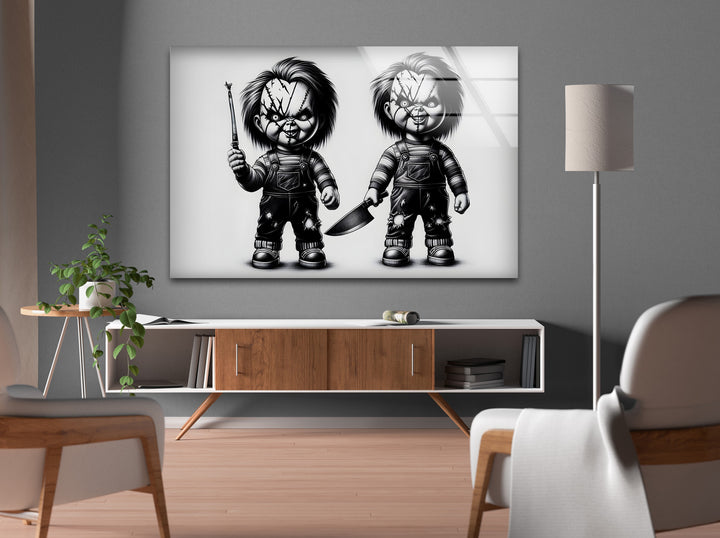 A must-have black and white wall decor piece for fans of classic horror and creepy aesthetics.

