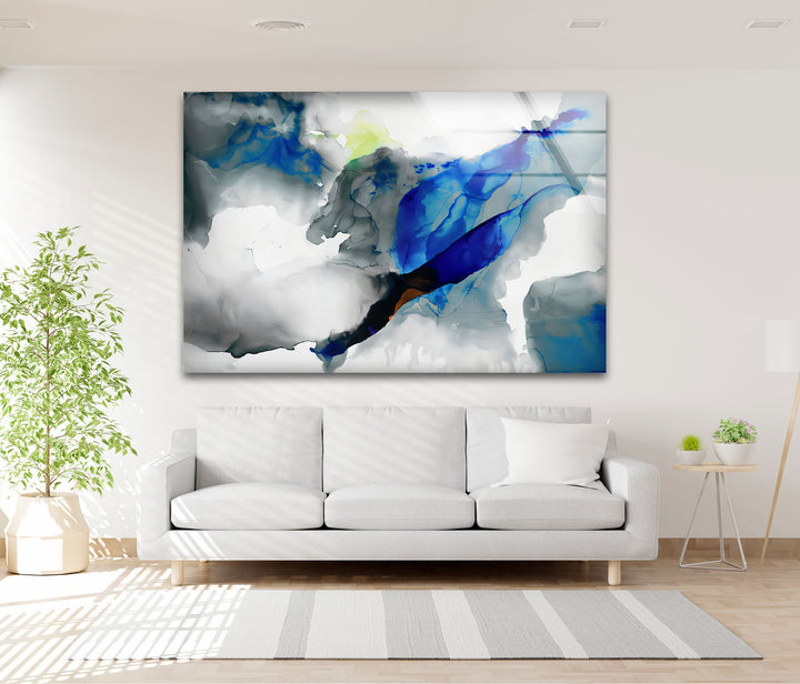 Azure Drift – Abstract Blue Glass Wall Art