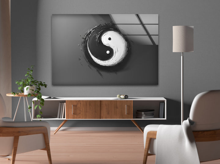 Symbolic and elegant yin-yang artwork in black and white, adding harmony to any space.