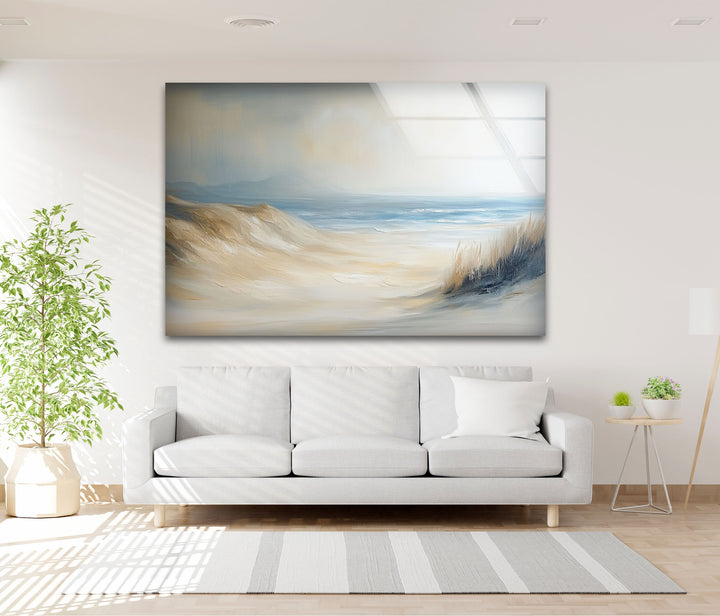 Whispers of the Dunes – Tranquil Coastal Glass Wall Art