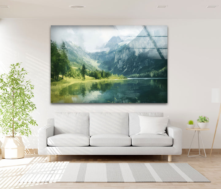 Alpine Serenity – Landschafts-Wandkunst aus Glas