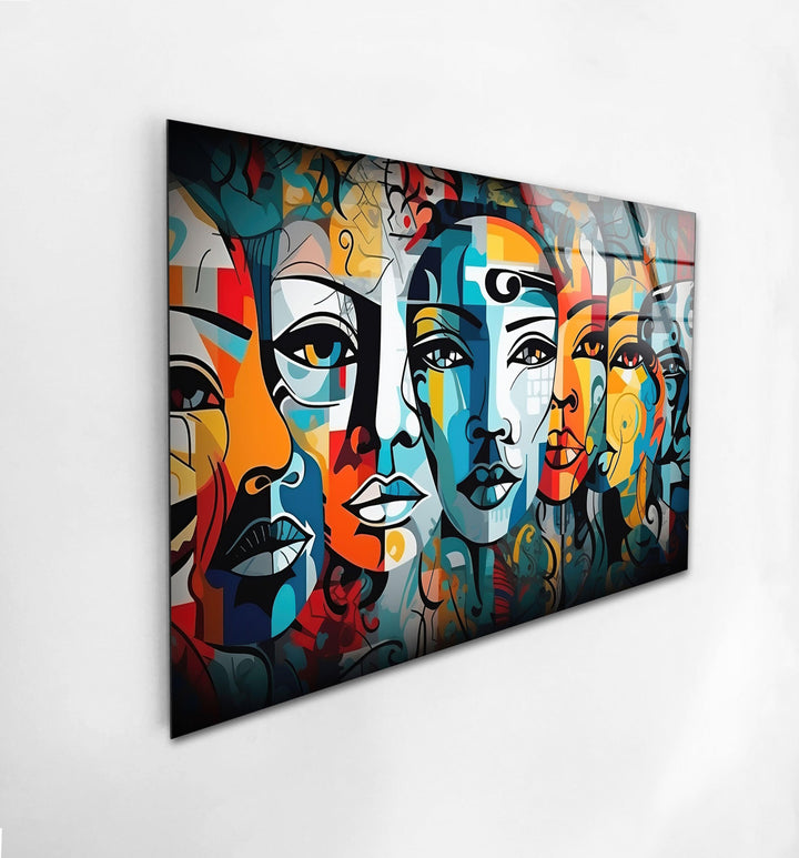 Bunte abstrakte Portrait-Glaswandkunst