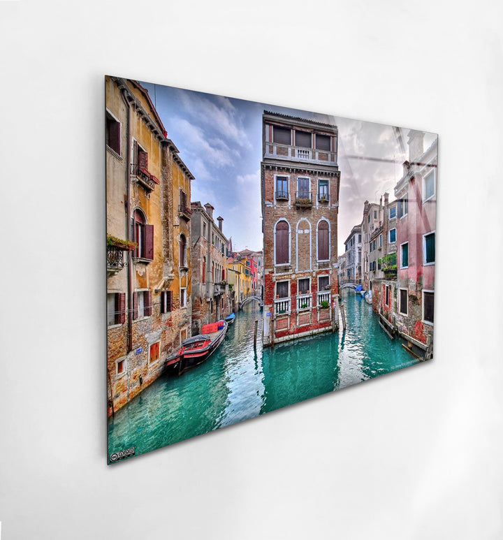 Venedig Kanal Glaswandkunst – Historisches italienisches Architekturdekor