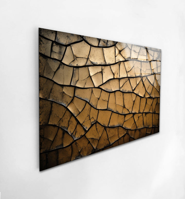 Brown Cracked Abstract Glass Wall Art glass image printing, glass prints from photos