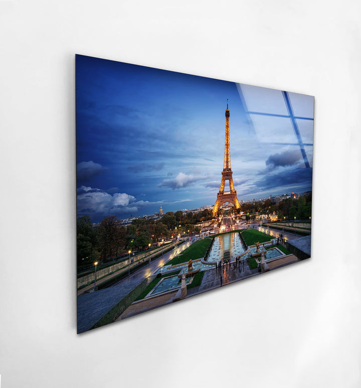 Eiffelturm-Wandkunst aus Glas – Skyline von Paris bei Nacht