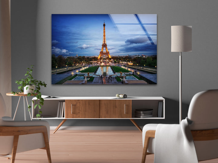 Eiffelturm-Wandkunst aus Glas – Skyline von Paris bei Nacht