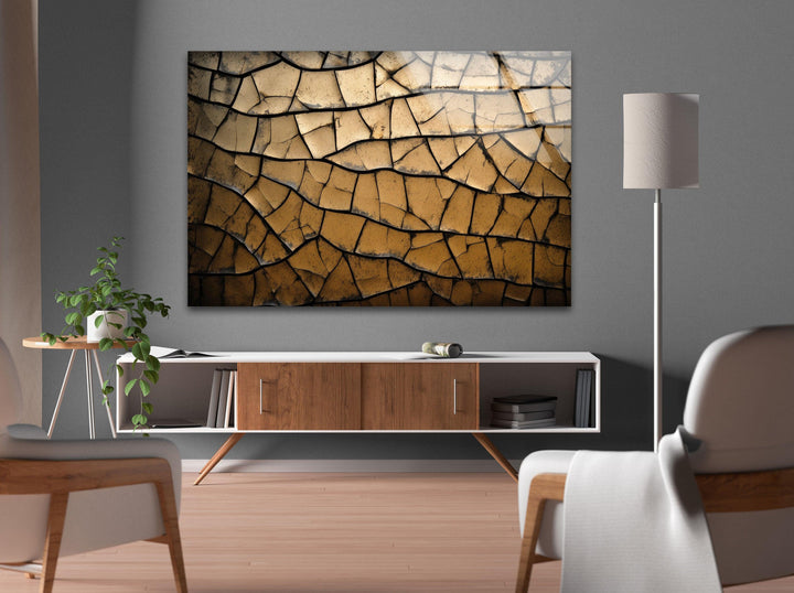 Brown Cracked Abstract Glass Wall Art glass photo prints, glass picture prints