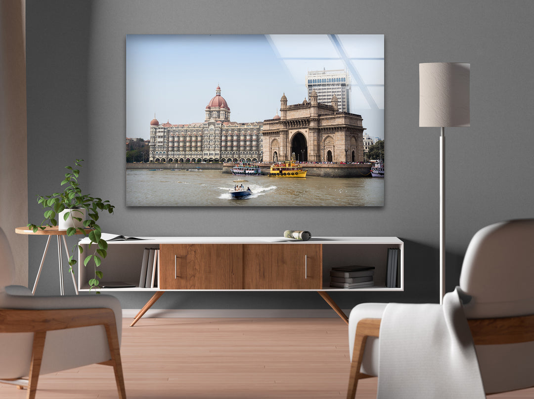 Mumbai Glaswandkunst – Gateway of India &amp; Taj Mahal Palace