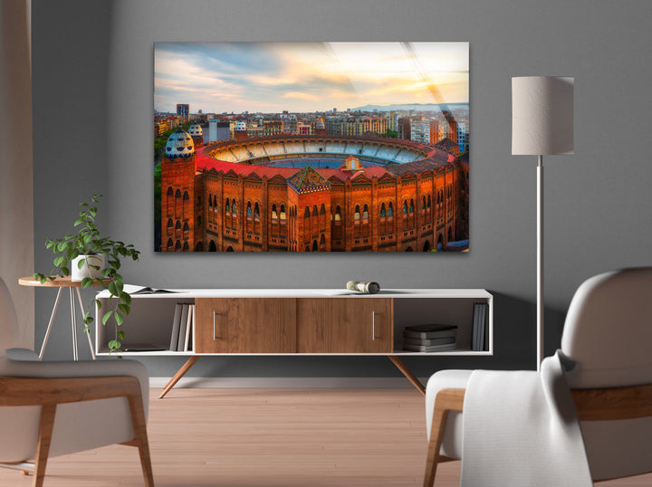 Glaswandkunst der Arena de Barcelona – Ikonisches spanisches Wahrzeichen mit historischer Architektur
