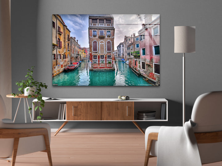 Venedig Kanal Glaswandkunst – Historisches italienisches Architekturdekor