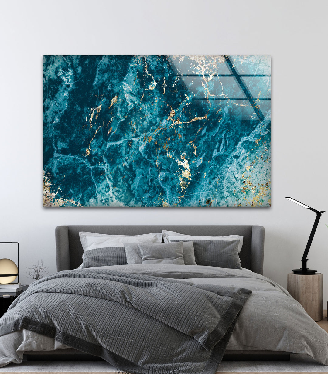 Turquoise Veins – Deep Ocean Blue Glass Wall Art