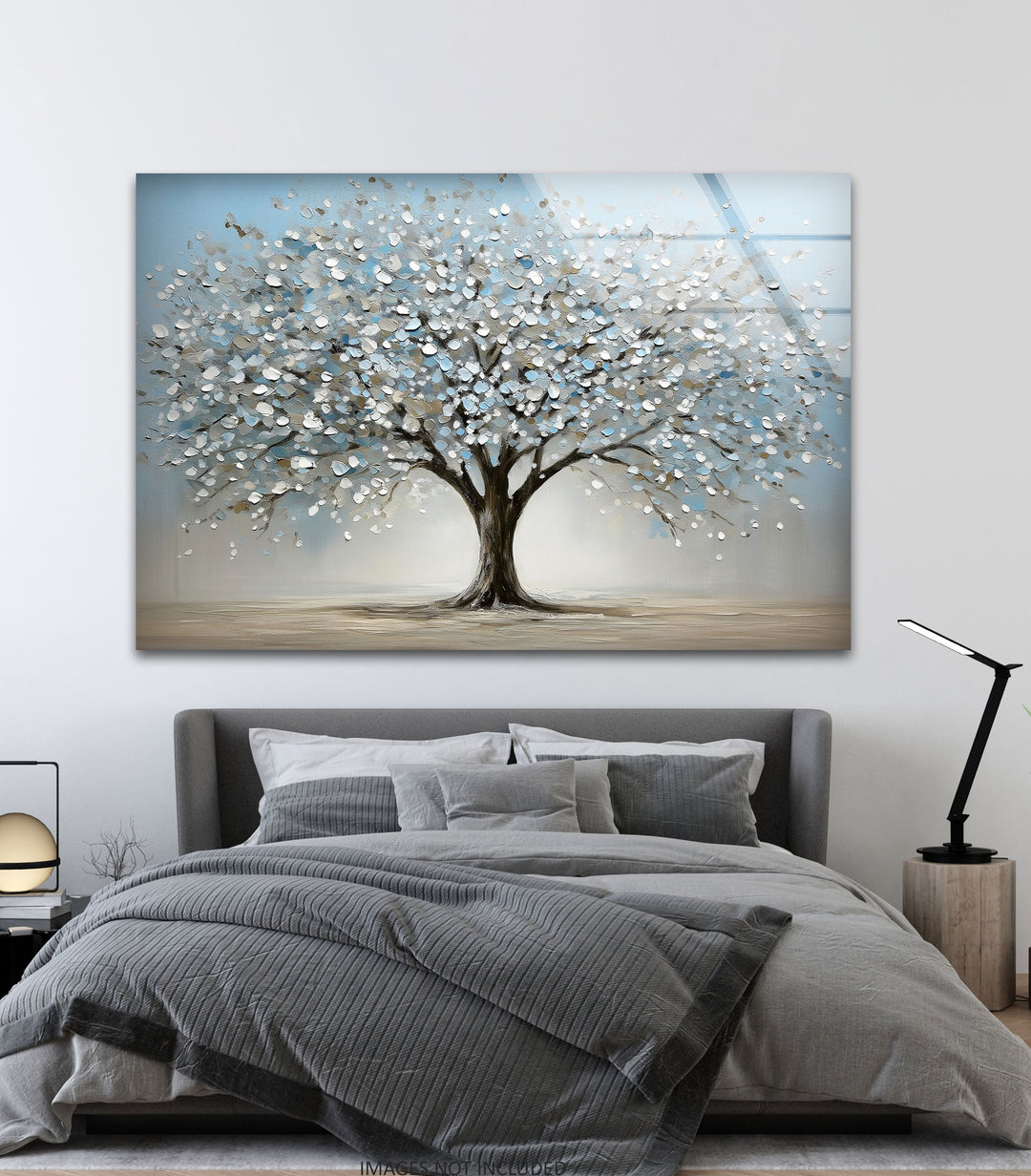Blossoming Serenity Tree – Textured Modern Nature Glass Wall Art