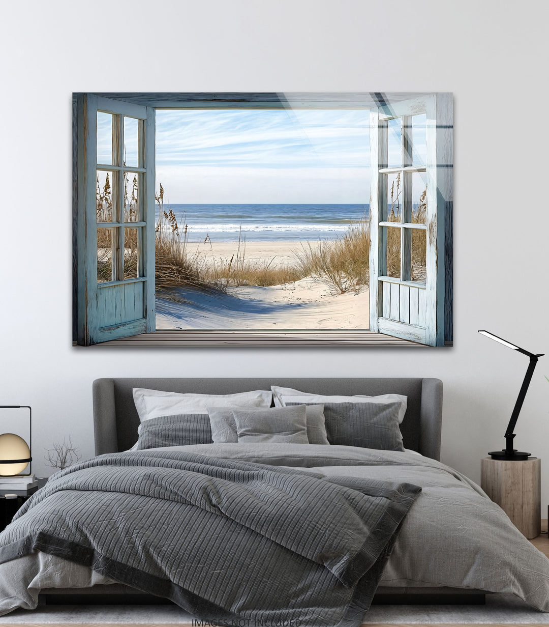 Ocean Breeze Escape – Open Window View Glass Wall Art