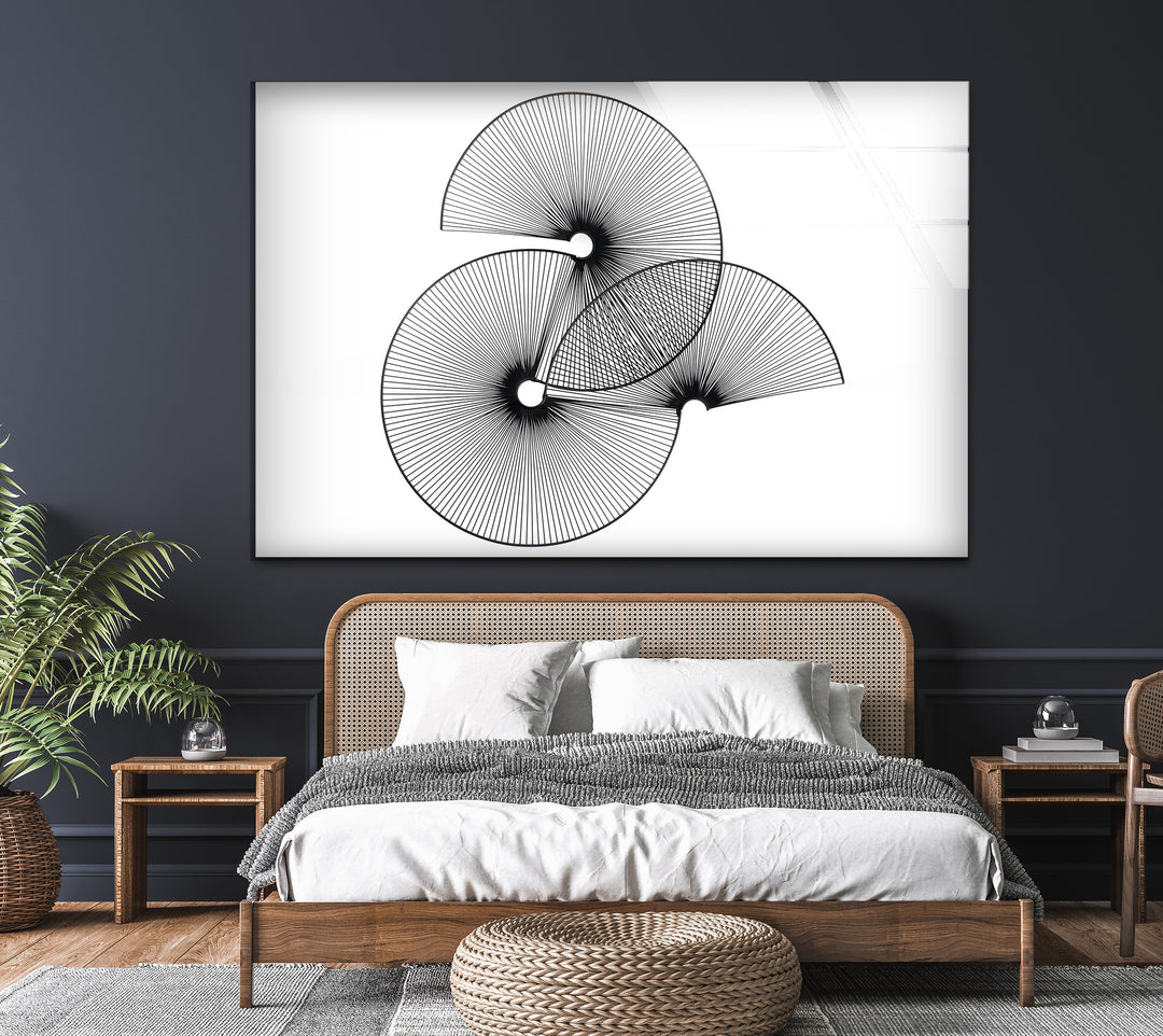 Abstrakte geometrische Kreise – Schwarz-Weiß-Moderner Kunstdruck