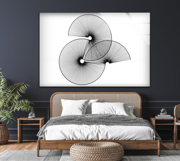 Abstrakte geometrische Kreise – Schwarz-Weiß-Moderner Kunstdruck