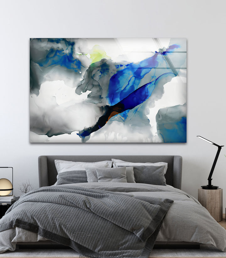Azure Drift – Abstract Blue Glass Wall Art