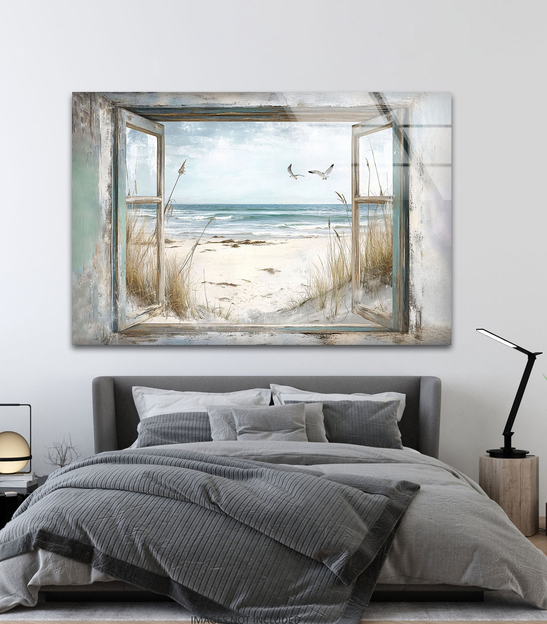 Seaside Freedom – Vintage Window View Glass Wall Art