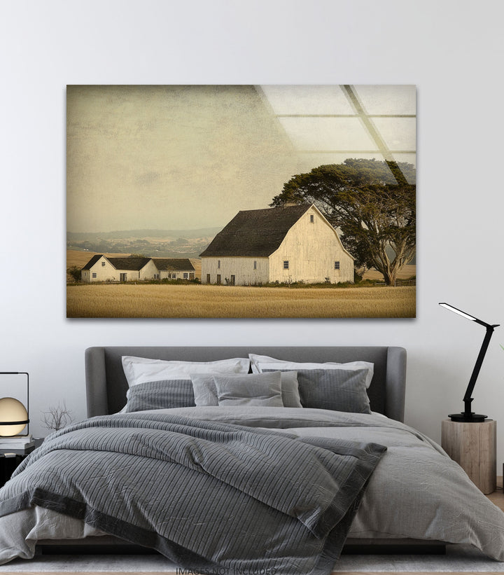 Rustic Farmstead Charm – Vintage Countryside Barn Glass Wall Art
