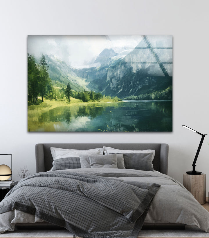 Alpine Serenity – Landschafts-Wandkunst aus Glas