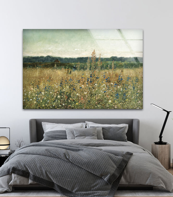 Wildflower Meadow – Tranquil Pastoral Glass Wall Art