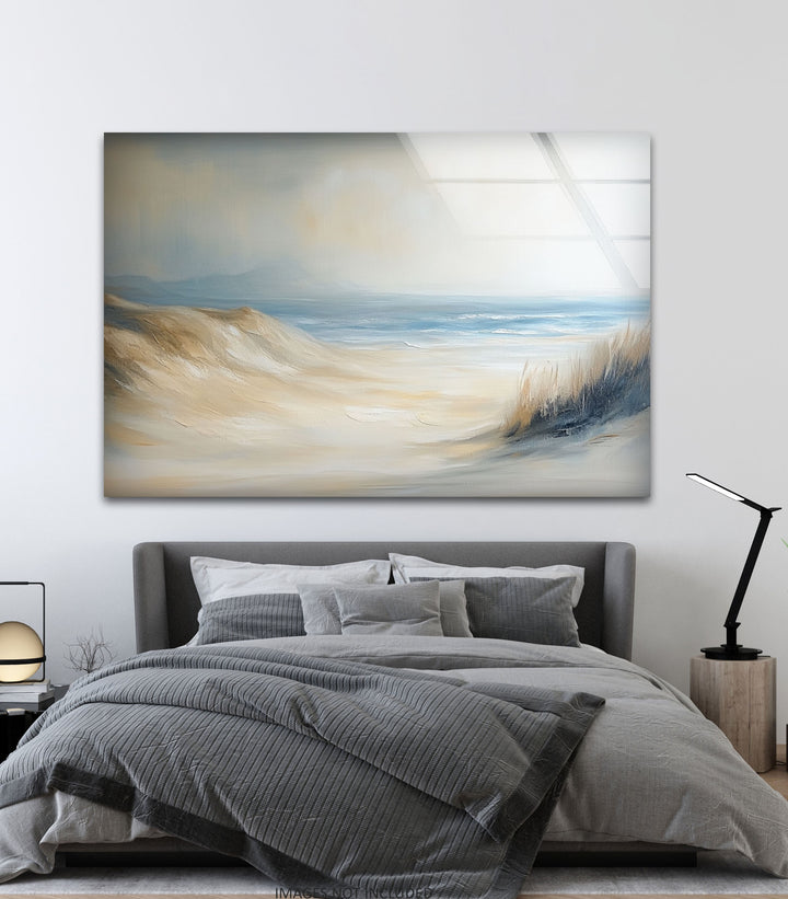 Whispers of the Dunes – Tranquil Coastal Glass Wall Art