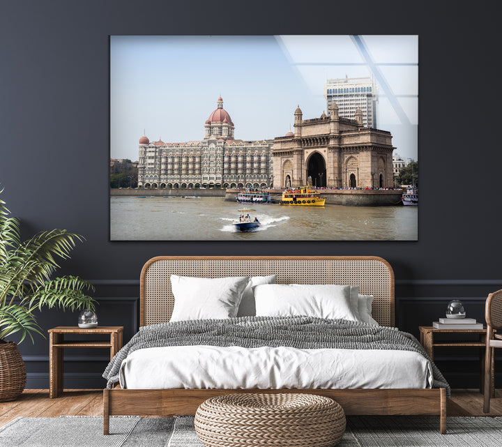 Mumbai Glaswandkunst – Gateway of India &amp; Taj Mahal Palace