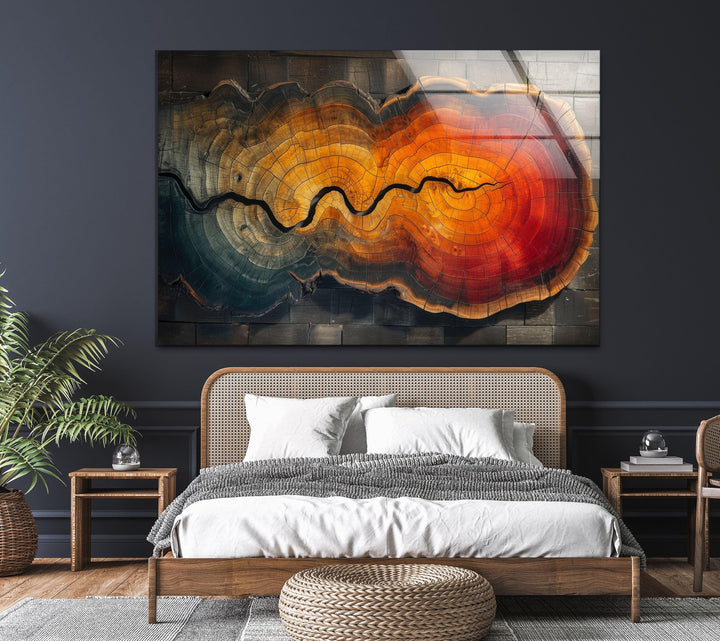 Split Tree Trunk Abstract Glass Wall Art