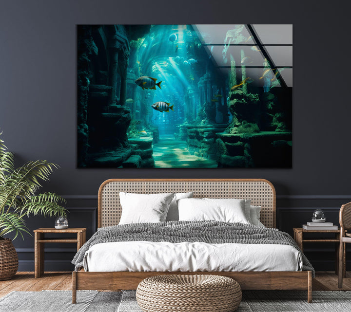 Ocean Algae Glass Wall Art glass image printing, glass prints from photos