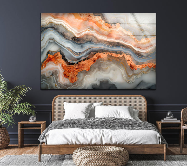 Bronze Marble Veins Tempered Glass Wall Art