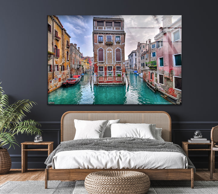 Venedig Kanal Glaswandkunst – Historisches italienisches Architekturdekor
