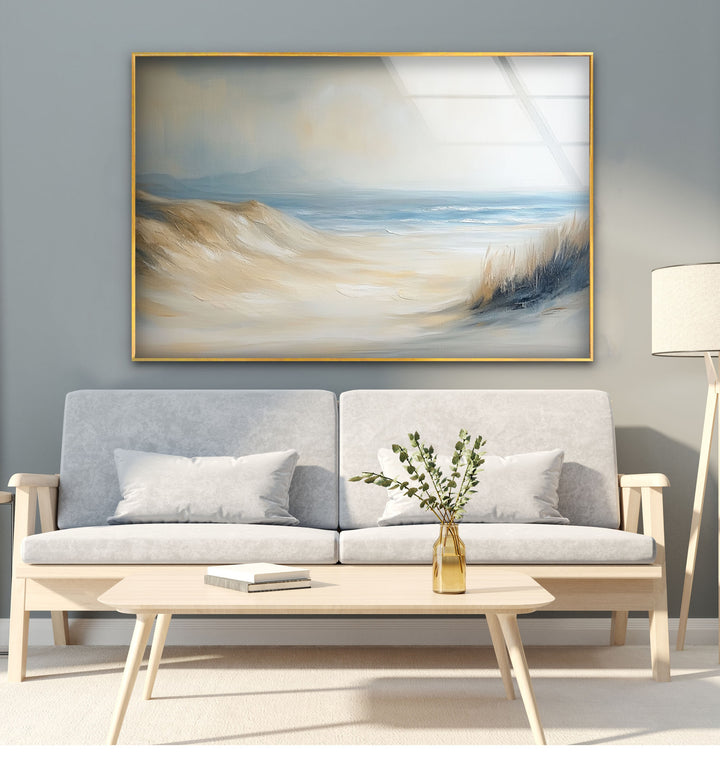 Whispers of the Dunes – Tranquil Coastal Glass Wall Art