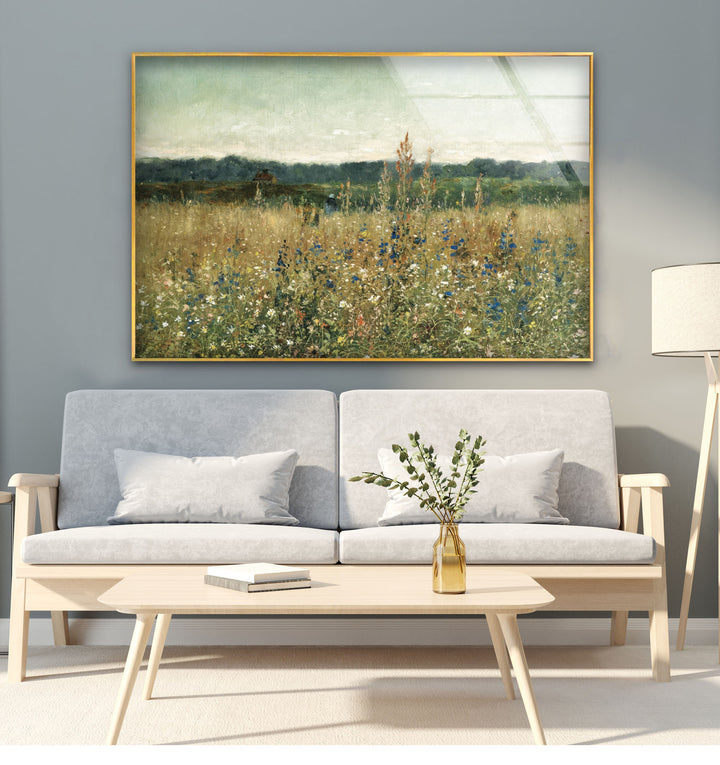 Wildflower Meadow – Tranquil Pastoral Glass Wall Art