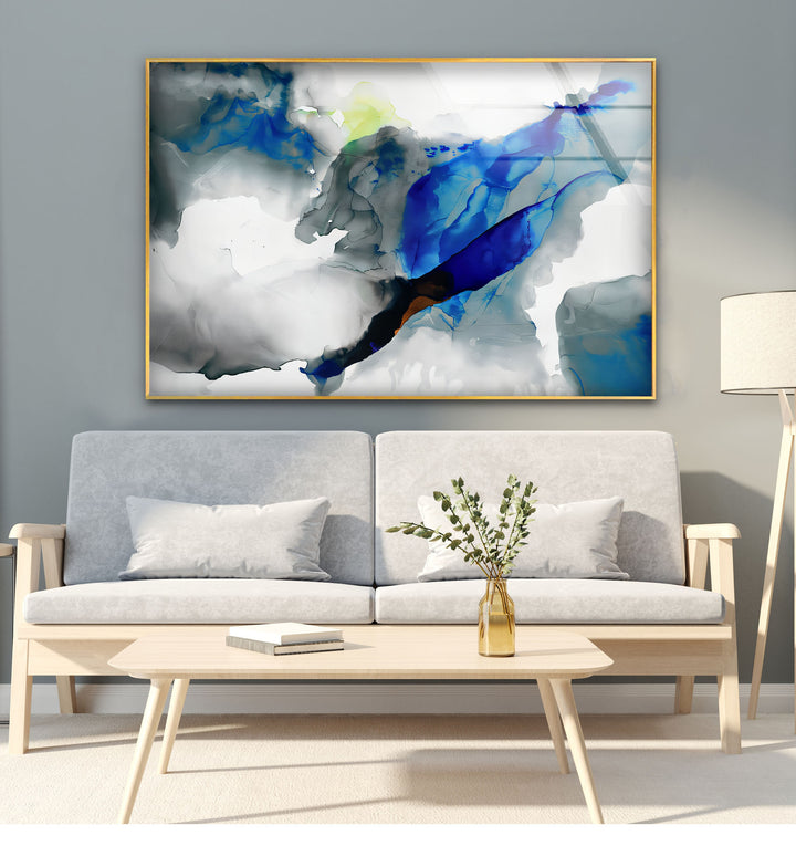 Azure Drift – Abstract Blue Glass Wall Art