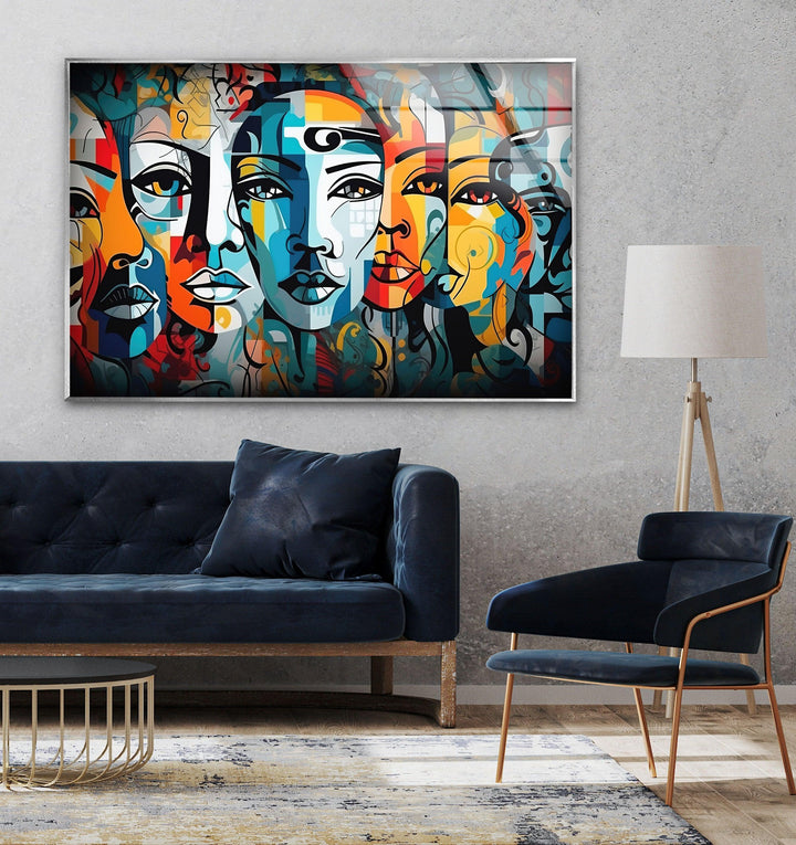 Bunte abstrakte Portrait-Glaswandkunst