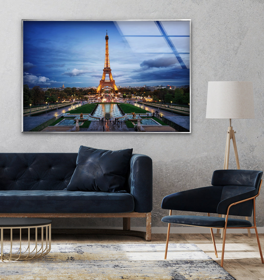 Eiffelturm-Wandkunst aus Glas – Skyline von Paris bei Nacht