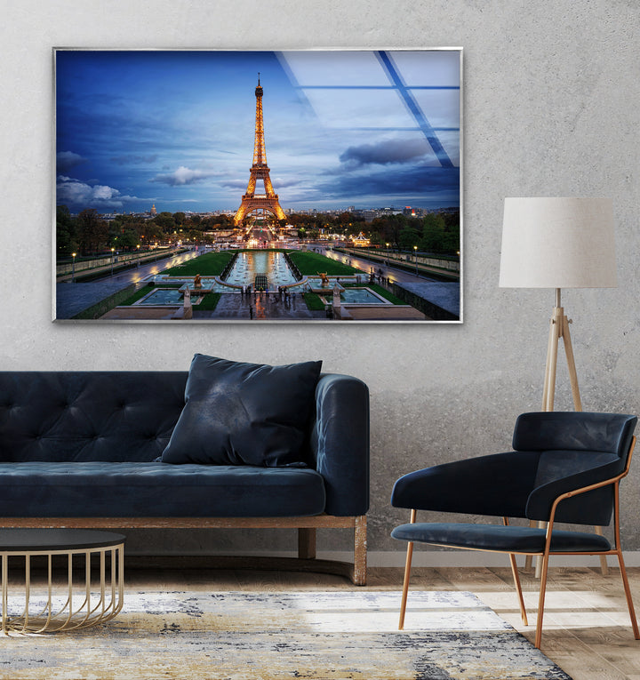 Eiffelturm-Wandkunst aus Glas – Skyline von Paris bei Nacht