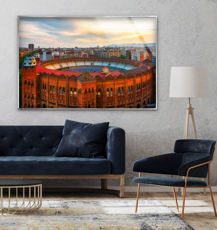Glaswandkunst der Arena de Barcelona – Ikonisches spanisches Wahrzeichen mit historischer Architektur