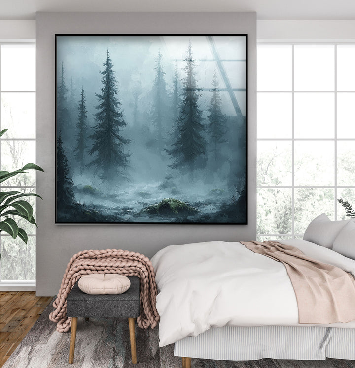 Into the Fog – Enchanted Forest Glass Wall Art