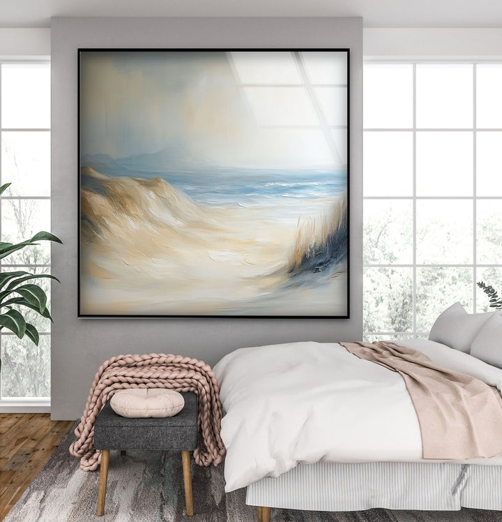 Whispers of the Dunes – Tranquil Coastal Glass Wall Art