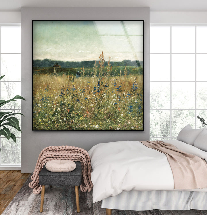 Wildflower Meadow – Tranquil Pastoral Glass Wall Art