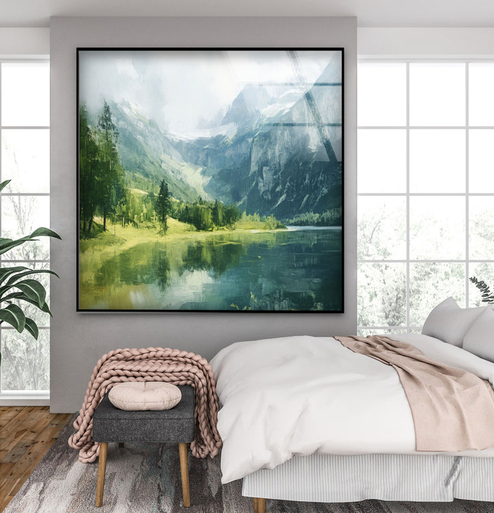 Alpine Serenity – Landschafts-Wandkunst aus Glas